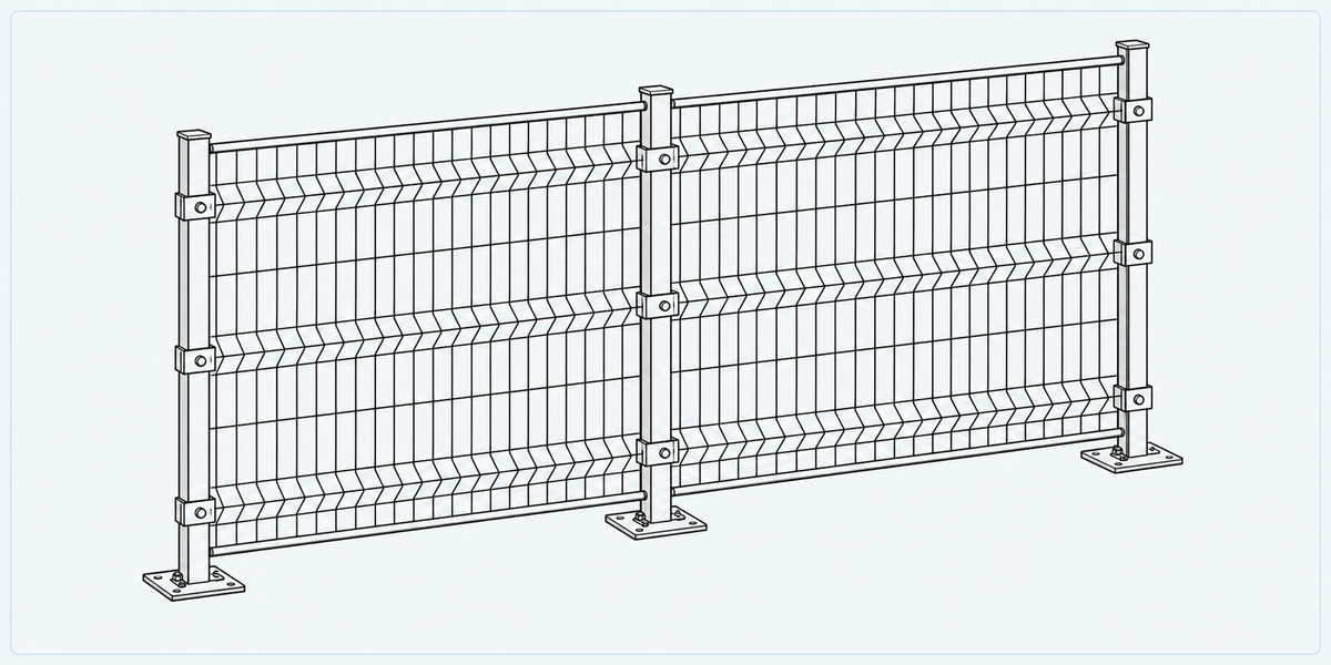 3D Fence structure detail image showing key components and connections