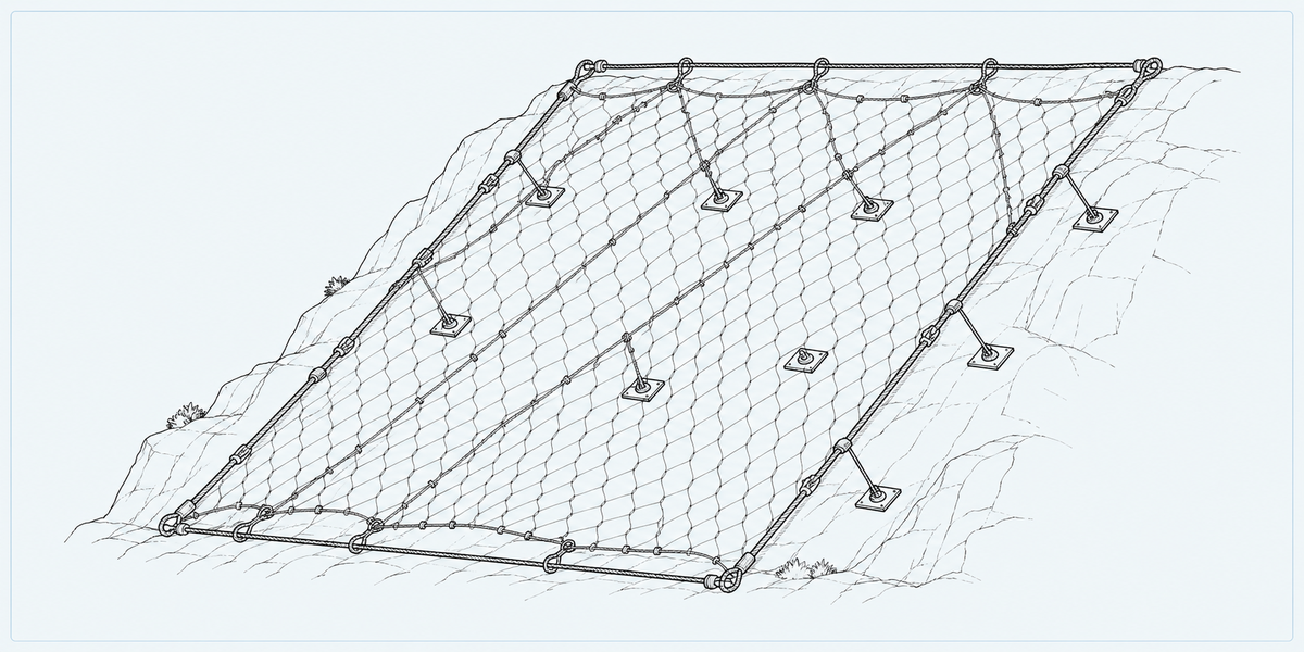 Active Slope Protection Net structure detail image showing key components and connections