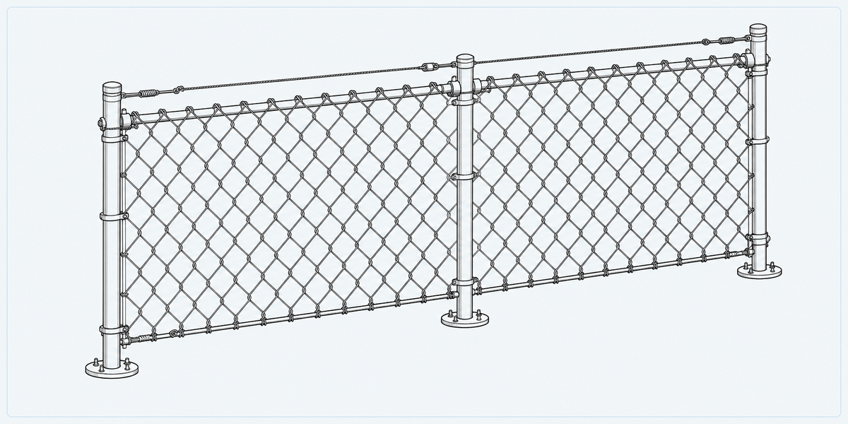 Chain Link Fence structure detail image showing key components and connections