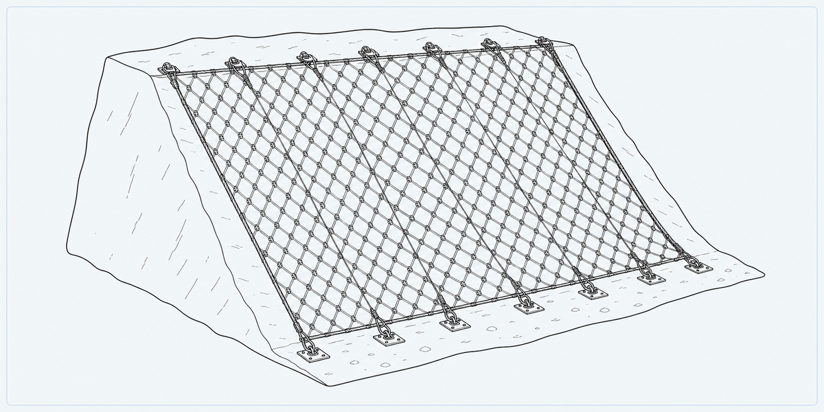 Chain Link Slope Protection Net structure detail image showing key components and connections