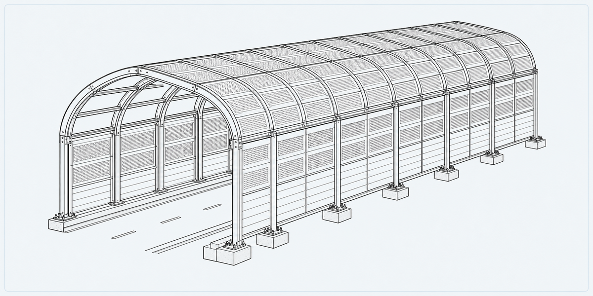 Fully Enclosed Sound Barrier structure detail image showing key components and connections
