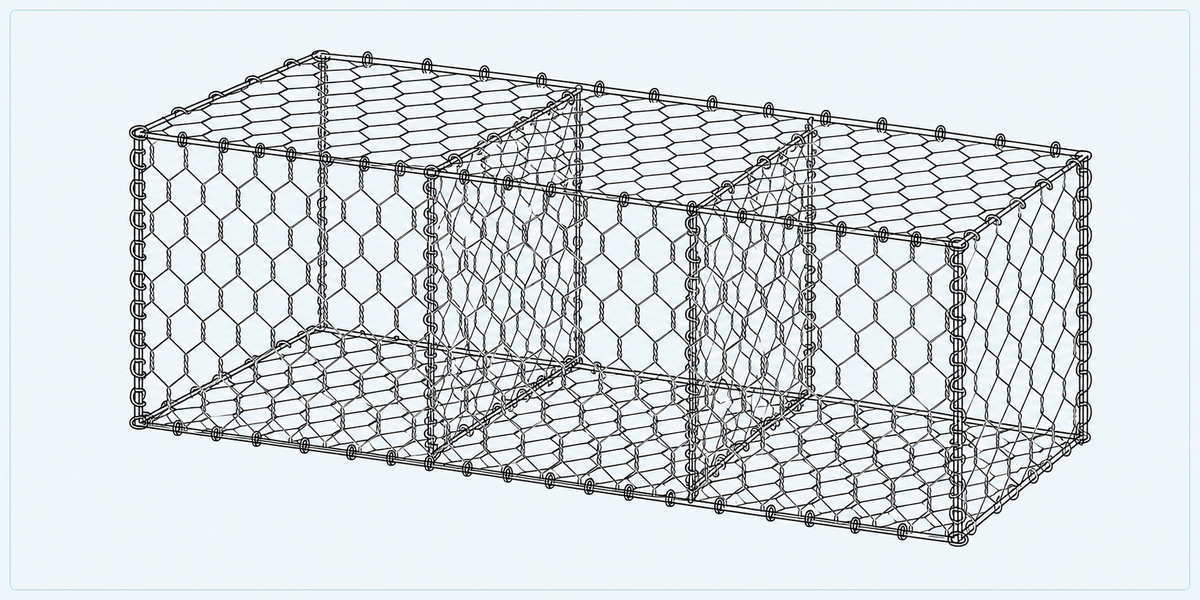 Gabion Basket structure detail image showing key components and connections