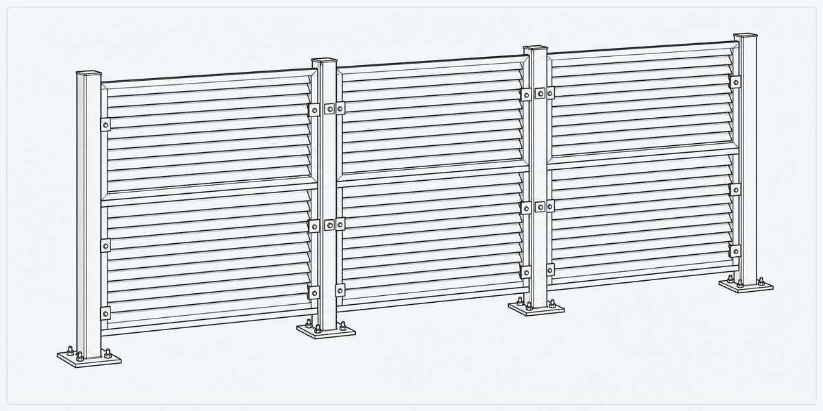 Louver Sound Barrier structure detail image showing key components and connections