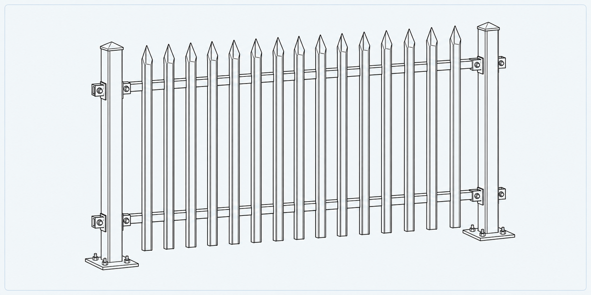 Palisade Fence structure detail image showing key components and connections