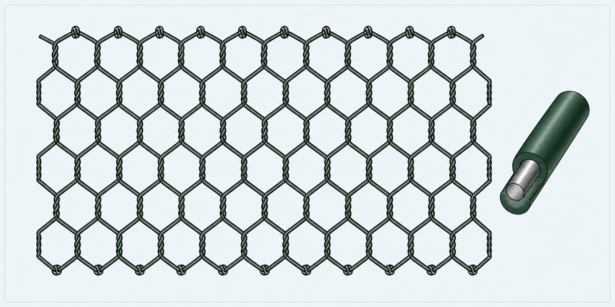 PE/PVC Coated Gabion Mesh structure detail image showing key components and connections