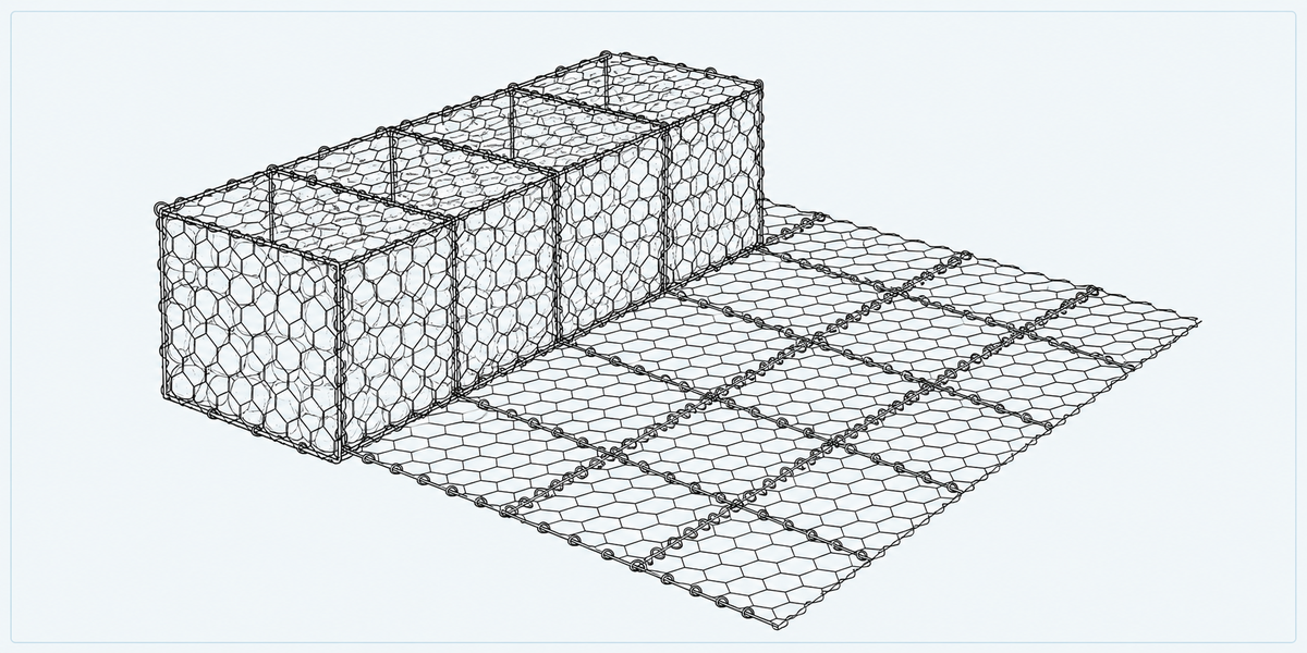 Reinforced Gabion structure detail image showing key components and connections