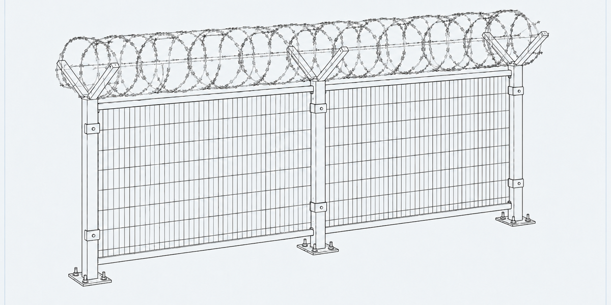 Security Fence structure detail image showing key components and connections